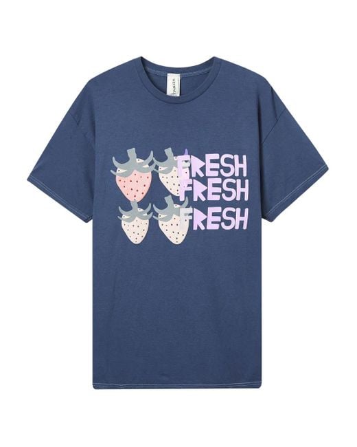 WESTFALL Blue Strawberry-Graphic T-Shirt for men