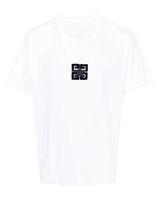 Givenchy White 4G Stars Cotton T-Shirt for men