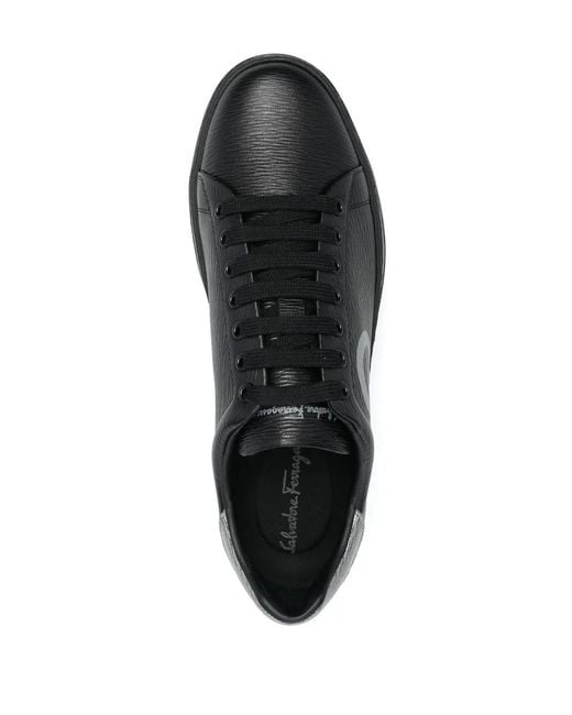 Ferragamo Black Number Low-top Leather Sneakers for men