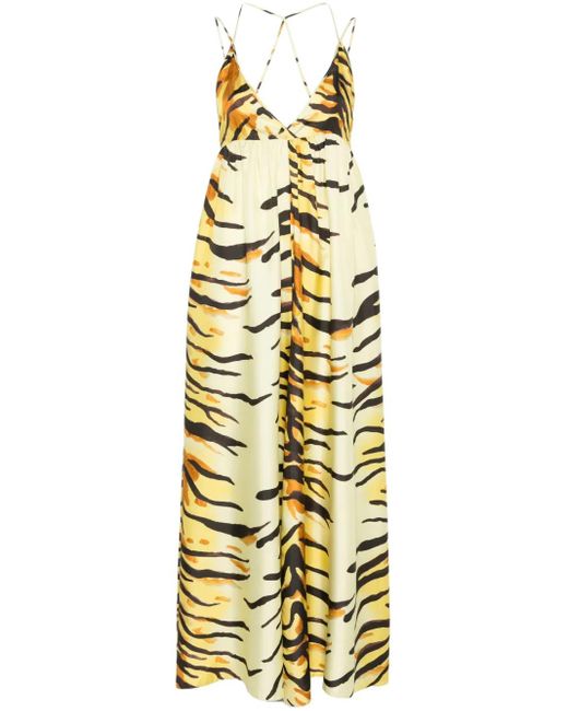 Nanushka Metallic Zebra-Print Maxi Dress