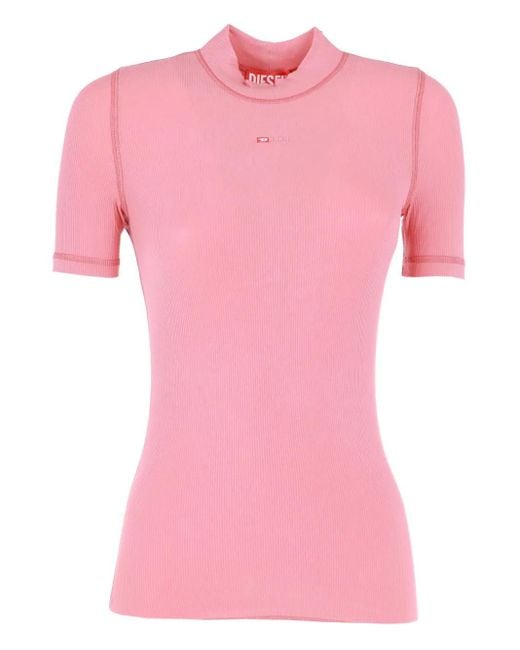 DIESEL Pink T-Mokky-Microdiv Ribbed T-Shirt