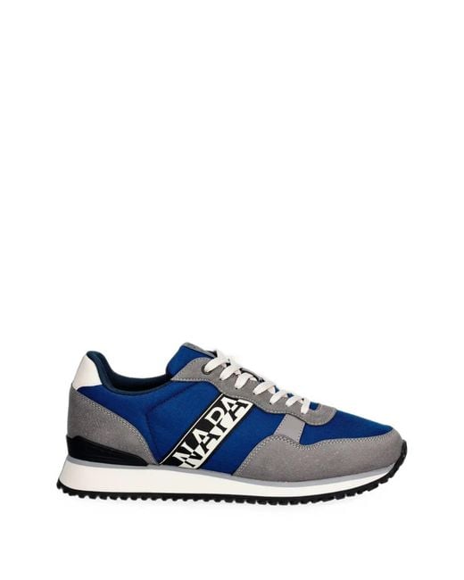 Napapijri Blue Cosmos Logo-Print Panelled Sneakers for men