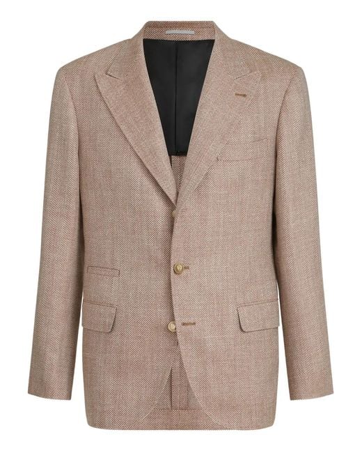 Brunello Cucinelli Brown Single-Breasted Blazer for men