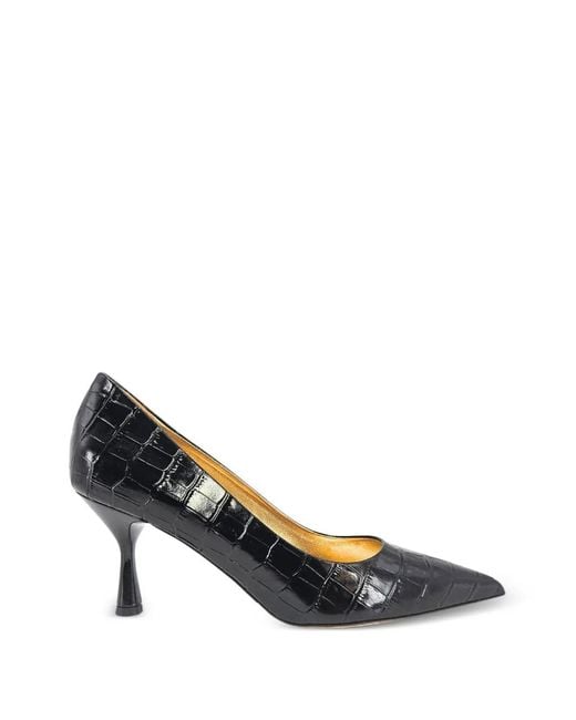 Madison Maison Black Annuccia Leather Croc-Effect Pumps