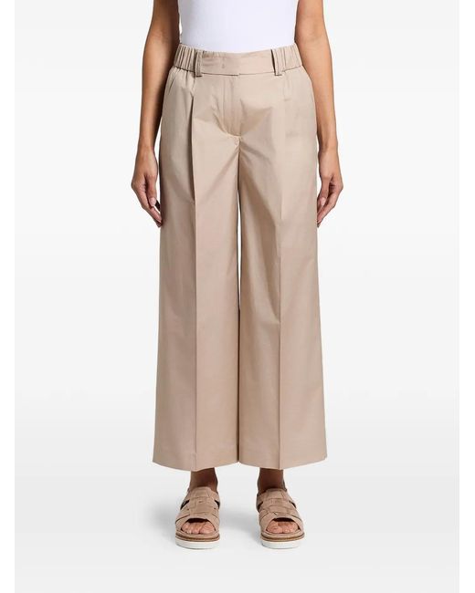 Peserico Natural Pleated Wide-Leg Trousers