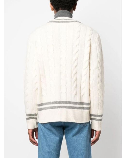 Polo Ralph Lauren Natural Tipped V-Neck Cable-Knit Jumper for men