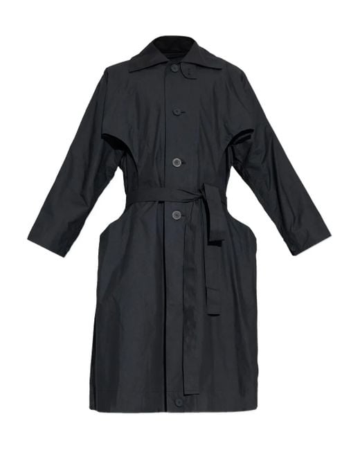 Homme Plissé Issey Miyake Black Cavity Belted Buttoned Coat for men