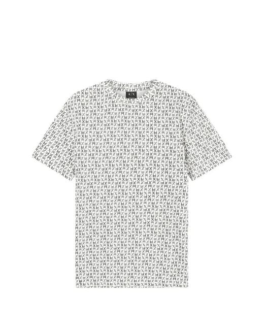 ARMANI EXCHANGE White Logo-Print Cotton T-Shirt for men
