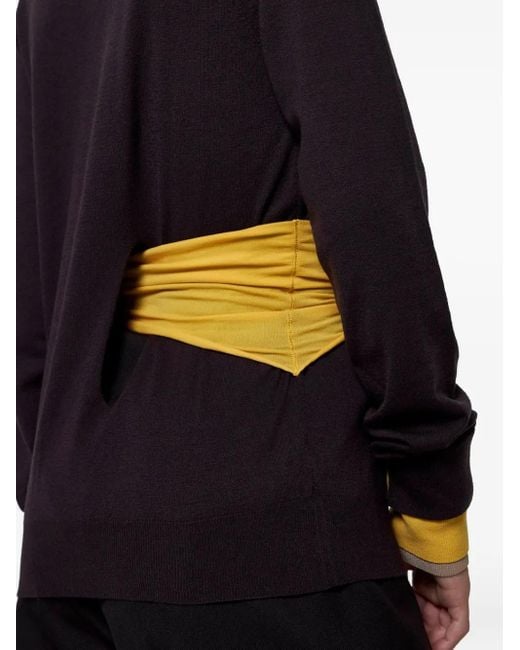 Fendi Blue Turtleneck Waistband-Detail Sweater