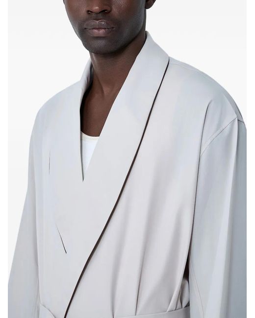 Prada White Belted Accent-Trims Single-Breasted Coat for men