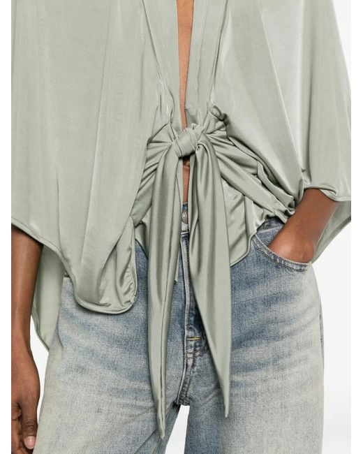Rick Owens White Draped Sleeveless Blouse