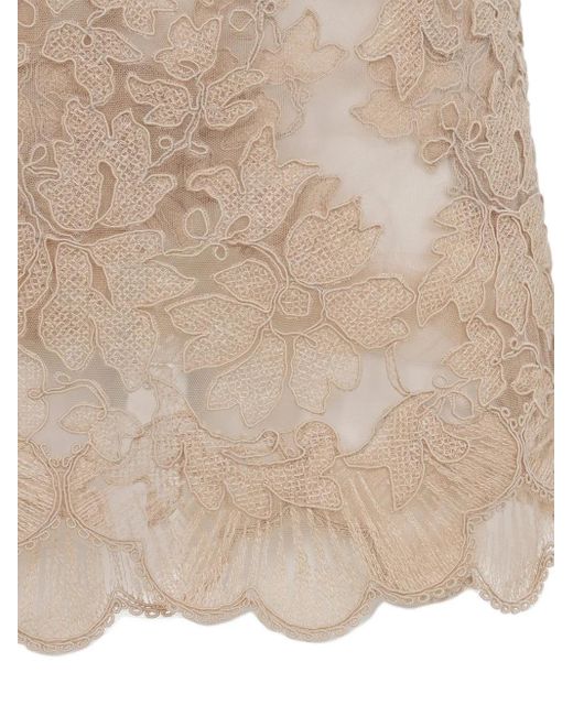 Ermanno Scervino Natural Floral Slip Mini Dress