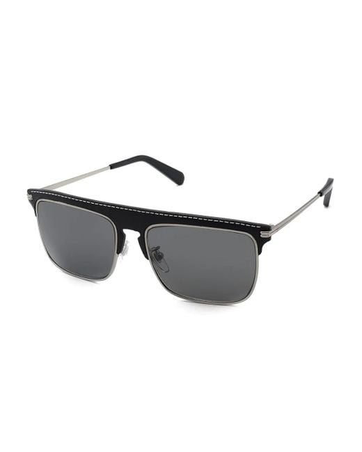 Loewe Gray Leather-Frame Square Sunglasses for men