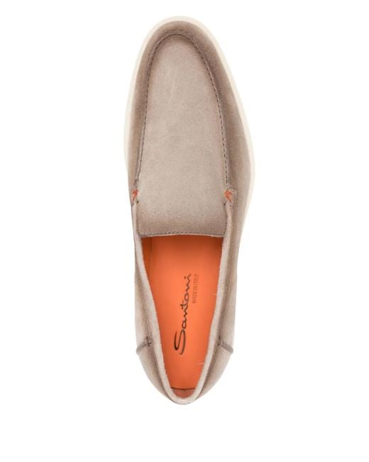 Santoni White Suede Loafers for men