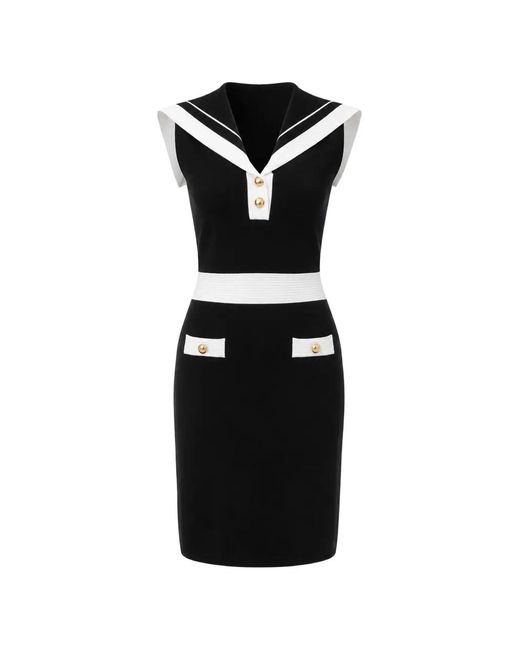 Karl Lagerfeld Black Sailor-Collar Contrast-Trim Mini Dress