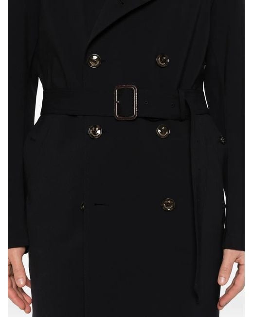 Montecore Black Buttoned Belted Coat for men