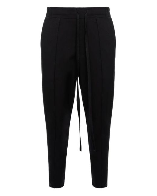 Hamza Black Drawstring Panelled Trousers for men