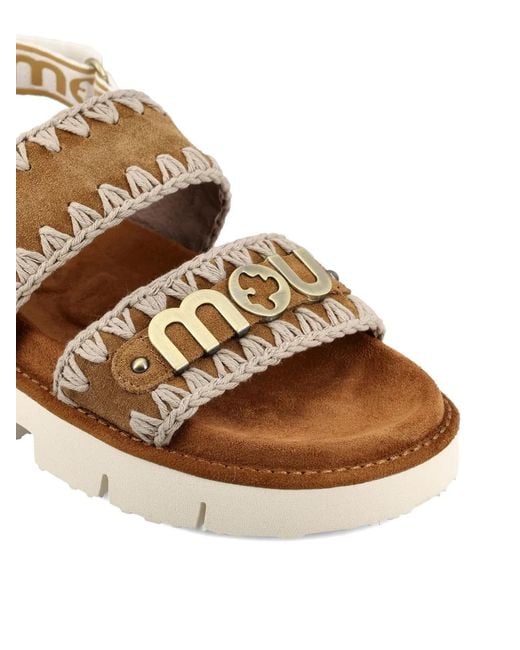 Mou Brown Logo-Appliqué Sandals