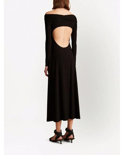 Khaite Black Cerna Off-Shoulder Midi Dress