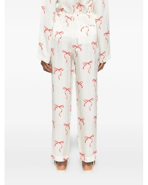 Forte_forte White Bow-Print Drawstring-Waist Trousers