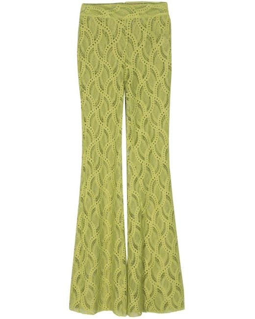 Pantalon en crochet à coupe évasée Ermanno Scervino en coloris Green