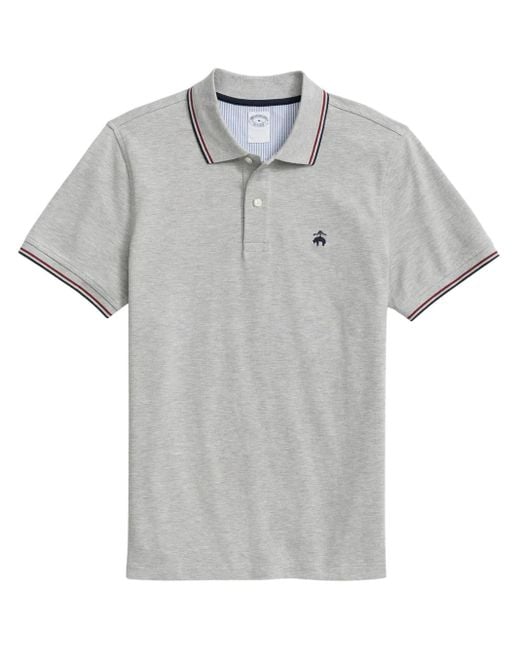 Brooks Brothers Gray Logo-Embroidered Polo Shirt for men