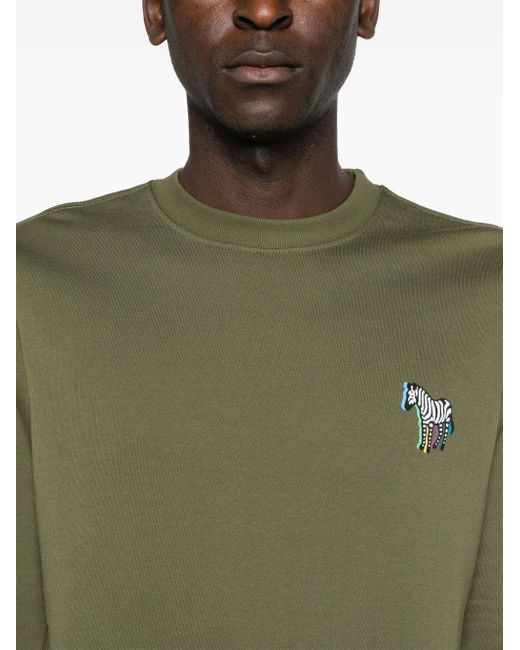 PS by Paul Smith Green Zebra-motif Organic Cotton Sweatshirt for men