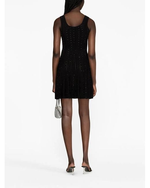 Versace Black Plissé-Knit Sleeveless Minidress
