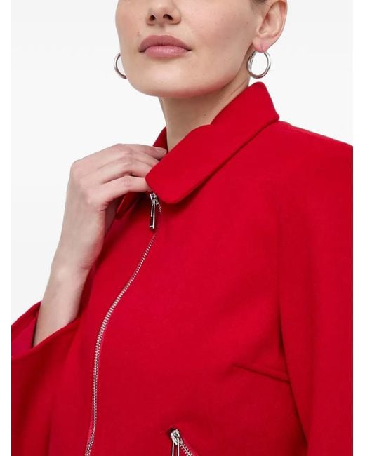 Morgan Red Zip-Up Cropped Jacket