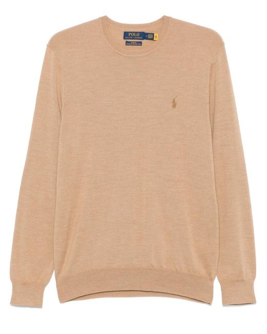 Polo Ralph Lauren Natural Round Neck Sweather With Logo for men