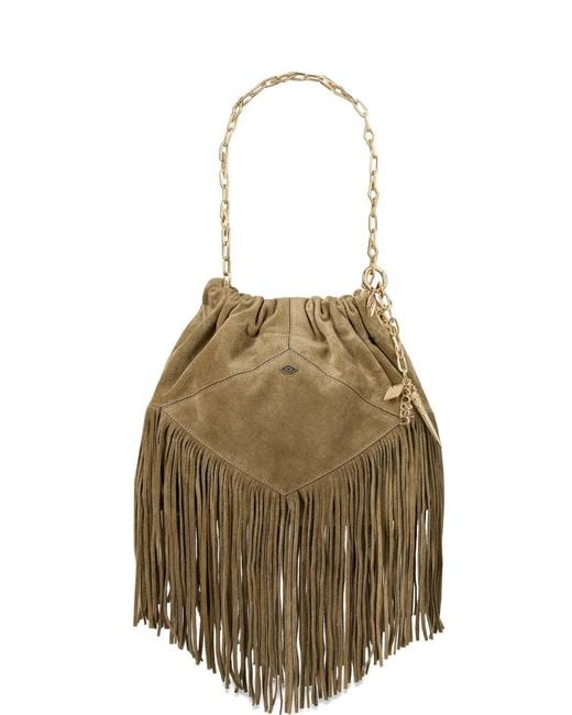Ba&sh Natural June Fringe-Detail Shoulder Bag