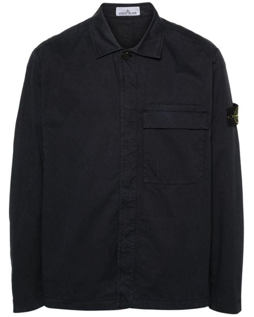 Stone Island Blue Overshirt In Cotone for men