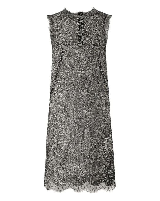 Dolce & Gabbana Gray Lamé Lace Mini Dress