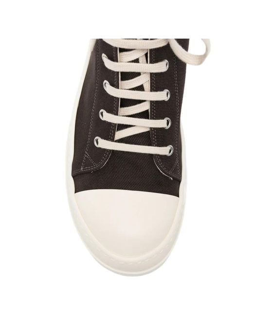 Rick Owens Black Overdyed Denim Sneaker With Side Zip And Leather Toe Cap for men