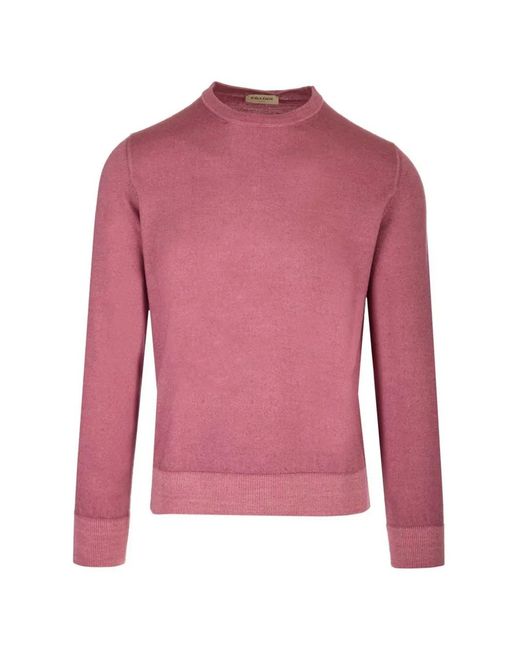 Al Duca D'aosta Pink Crew-Neck Merino-Wool Sweater for men