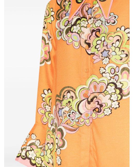 ALÉMAIS Orange Starscape Hemd mit Paisley-Print