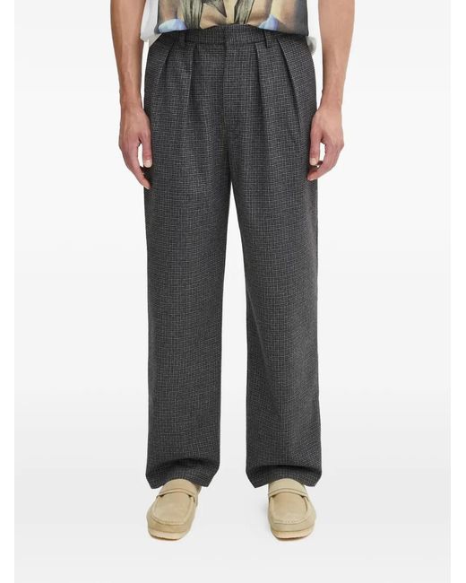 Fucking Awesome Black Checked-Pattern Pleated Trousers for men