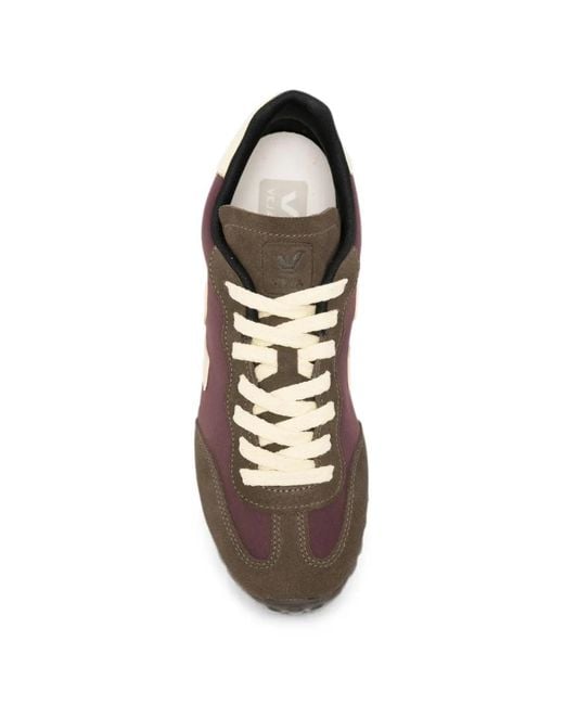 Veja Brown Suede-Panelled Logo-Patch Sneakers