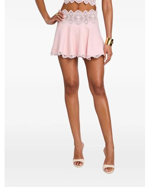 retroféte Pink Dandie Lace-Trim Mini Skirt