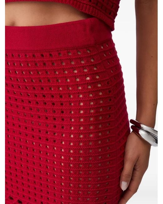 Liu Jo Red Crochet Midi Skirt