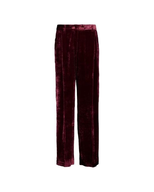 LaDoubleJ Purple Velvet-Texture Trousers