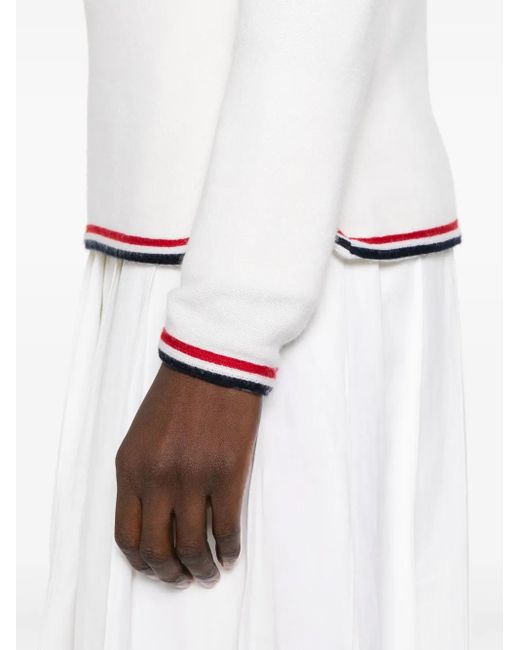 Thom Browne White Striped-Border Cashmere Jumper