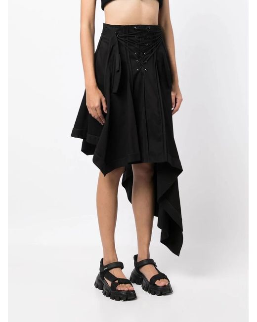 Monse Black Lace-Up Asymmetric Skirt
