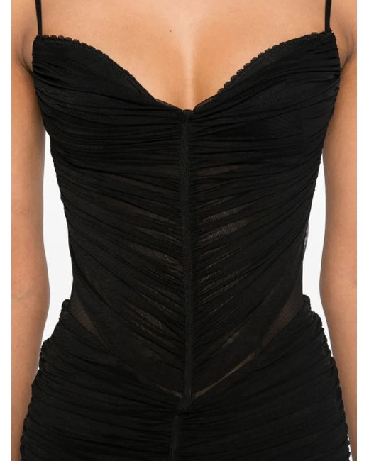 Blumarine Black Ruched Midi Party Dress