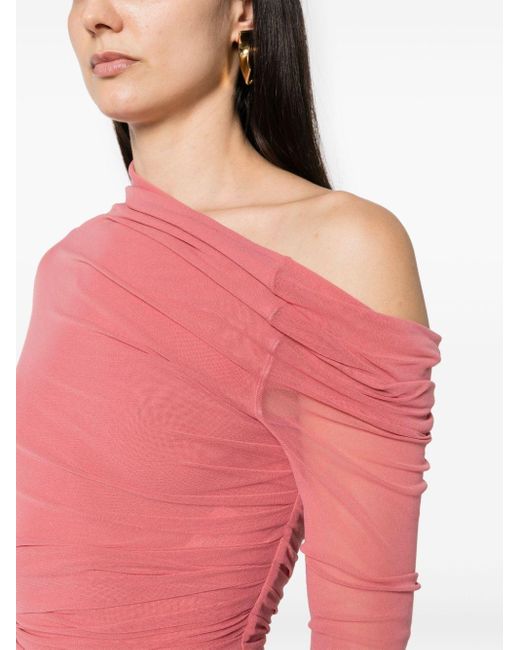 Philosophy Di Lorenzo Serafini Pink Ruched Asymmetric Dress