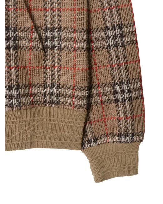Burberry Brown Check Cotton Blend Zip Hoodie for men