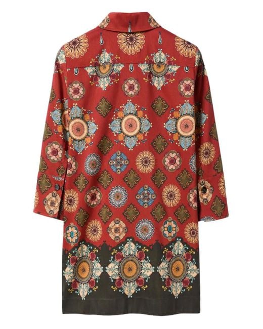 LaDoubleJ Red Geometric-Print Mini Day Dress