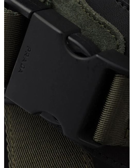 Prada Black Suede And Woven Tape Sandals for men