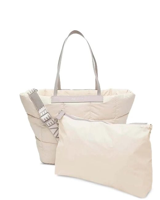 VEE COLLECTIVE Natural Porter Quilted Logo-Strap Tote Bag
