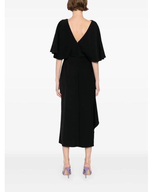 Amsale Black Drapiertes Kleid Aus Krepp